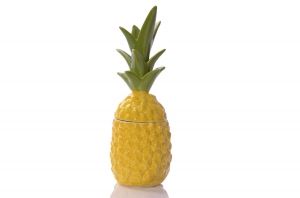 Буркан за декорация с капак Stars Home Pineapple, Жълт, Керамика, 10 х 30 см