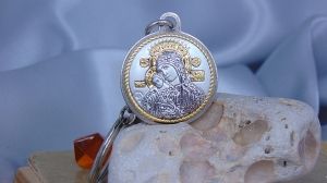Ключодържател с икона Света Богородица “Достойно Ест.”, Кръст, Сребро 925, Метал, 3 х 5 см