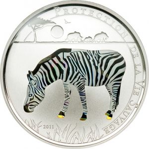Фина монета 3D Prism ефект " Зебра " Togo 2011г.
