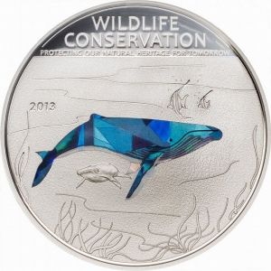 Фина монета 3D ефект ” Гърбат кит ” Cook Islands 2013г.