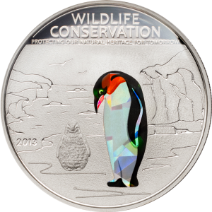 Фина монета 3D Призма ефект " Пингвин " Cook Islands 2013г.