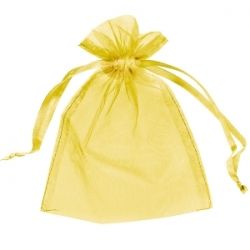 Подаръчна торбичка за бижута, Органзa, Жълт, 9 х 12 см