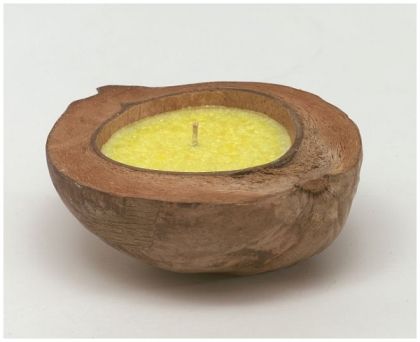 Комплект свещник Villaverde Coconut, Ароматна свещ, Жълт, 8 х 8 х 23 см