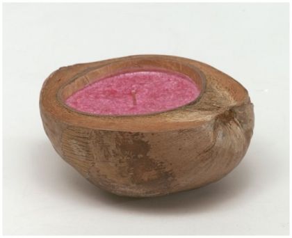 Комплект свещник Villaverde Coconut, Ароматна свещ, Розов, 8 х 8 х 23 см