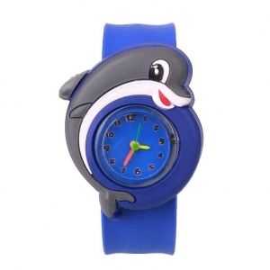 Детски часовник Dolphin Blue, Кварц, Син, 3D