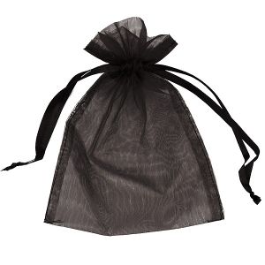 Подаръчна торбичка за бижута, Органзa, Черен, 9 х 12 см