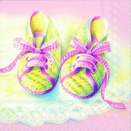 Салфетки с бебешки обувки розови Baby shoes