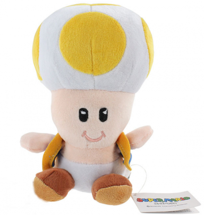 Плюшена играчка Super Mario Mushroom Yellow, 10 Х 16 см