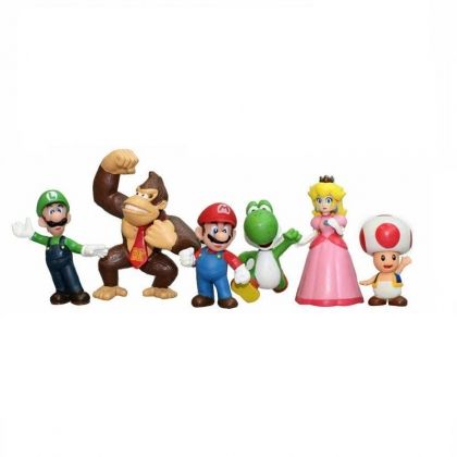 Комплект екшън фигури Super Mario, 10 Х 15 см, 6 части