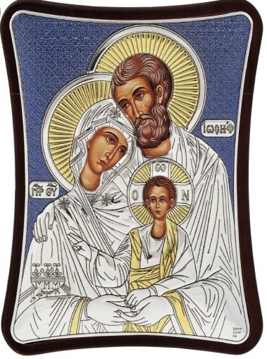Сребърна икона Светото Семейство, 16 х 20 см, Сребро 925