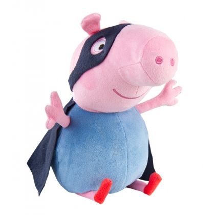 Плюшена играчка TY, Pepa Pig - George супер герой, 28см.