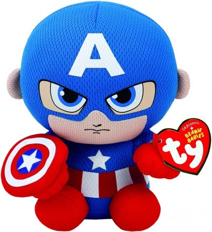 Плюшена играчка TY Marvel - Captain America, 15 см