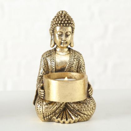 Свещник за чаена свещ с фигура на Буда Stars Home Jarven, 8 х 14 см