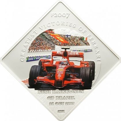 Фина монета "Ferrari F1- Kimi Räikkönen" Palau, 2011 г.
