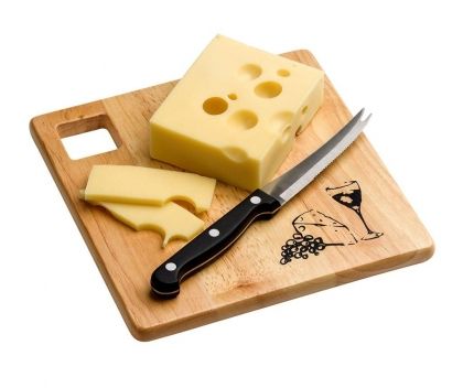 Комплект дъска за рязане и нож за сирена Stars Home Classy Cheese, 21 х 21см