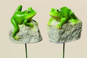 Комплект статуетки Boltze Frogs, Зелен, Полирезин, 8 x 9 х 31 см, 2 броя
