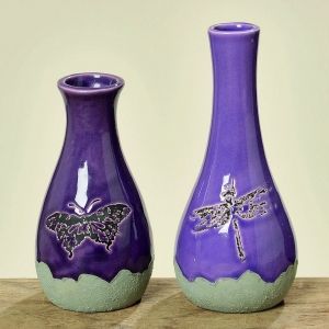 Комплект вази Boltze Celia, Лилав, Порцелан, 2 броя