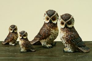 Комплект статуетки Boltze Owls, Кафяв, Полирезин, 5 x 10 см, 2 броя