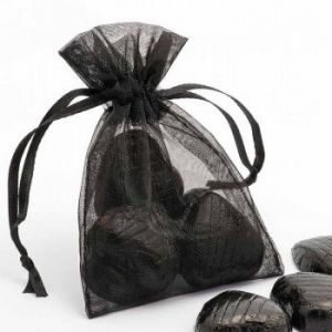 Подаръчна торбичка за бижута, Органзa, Черен, 9 х 12 см