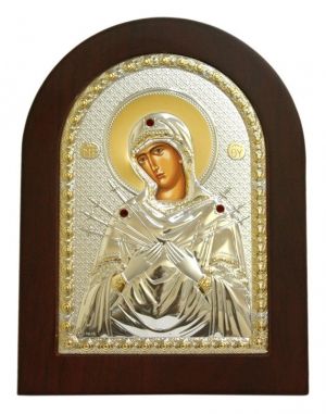 Сребърна икона Света Богородица Седмострелна