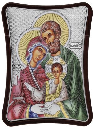 Сребърна икона Светото Семейство, 12.5 х 15 см, Сребро 925