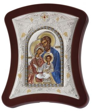 Сребърна икона Светото Семейство, 8.5 х 10 см, Сребро 925
