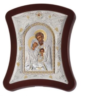 Сребърна икона Светото Семейство, 12 х 14 см, Сребро 925