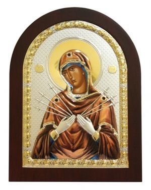 Сребърна икона Света Богородица Седмострелна