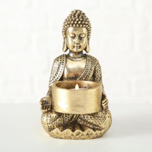 Свещник за чаена свещ с фигура на Буда Stars Home Jarven, 8 х 14 см