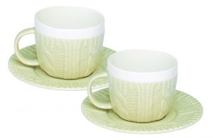Комплект чаши за еспресо R2S Wool Cream, Порцелан, 100 мл, 2 броя