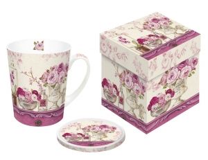 Чаша за чай с капаче R2S Roses, Порцелан, 300 мл