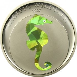 Фина монета 3D призма ефект " Морско конче " Palau 2007г.