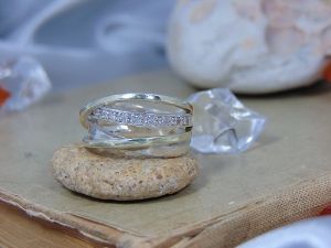 Сребърен пръстен за жена с позлата и цирконий