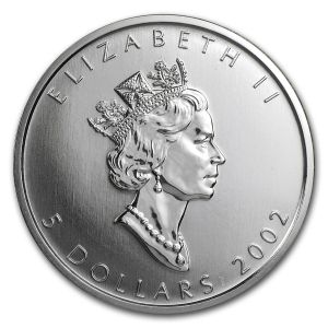 Сребърна монета ” Канадски Кленов лист ” Canada 2002г.