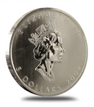 Сребърна монета ” Канадски Кленов лист ” Canada 2002г.