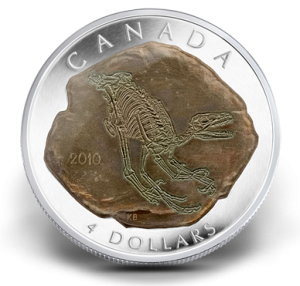 Сребърна монета серия динозаври “ Раптор ” Canada 2010г.