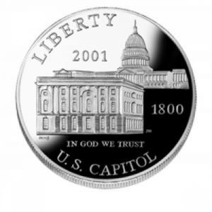 Сребърна монета "American Symbols-US Capitol" USA, 2001 г.