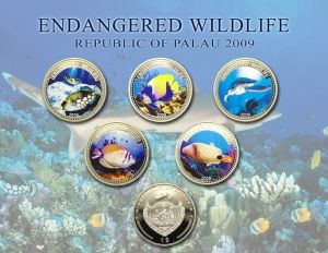 Фина монета застрашени морски видове ” Angel fish ” Palau 2009г.