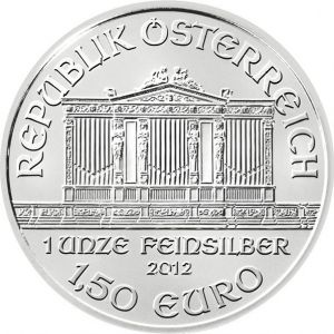 Сребърна монета "Vienna Philharmonic" Austria, 2012 г.