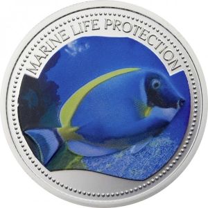 Фина монета застрашени морски видове ” Тропическа риба хирург ” Palau 2007г.