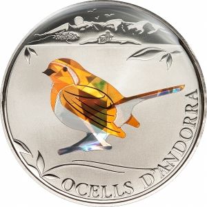Фина монета “Червеношийка” Andorra 2012г.