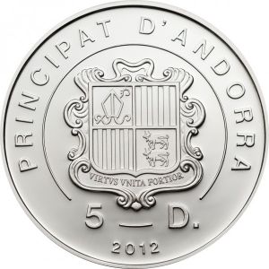 Фина монета “Червеношийка” Andorra 2012г.