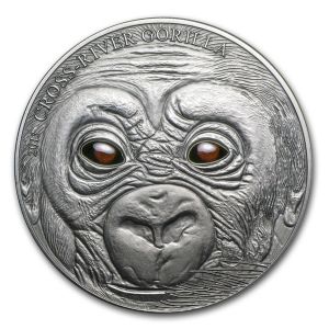 Сребърна монета с реален ефект " Речна горила бебе " Cameroon 2013г.