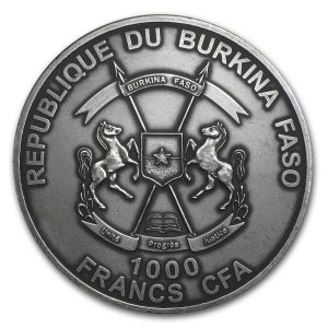 Сребърна монета с реален ефект " Саблезъб Тигър бебе " Cameroon 2013г.
