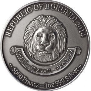 Сребърна монета " Бебе Леопард " Burundi 2013г.