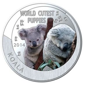 Фина монета "World Cutest Puppies Koala" Niue Islands, 2014 г.