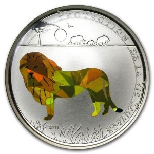 Фина монета 3D Prism ефект " Лъв " Togo 2011г.