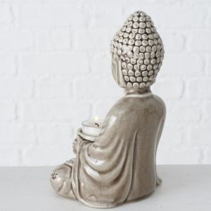 Свещник за чаена свещ с фигура на Буда Stars Home Lamina, 11 х 18 см
